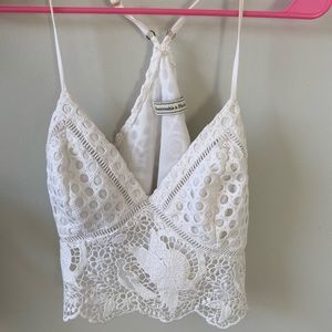 Abercrombie & Fitch White Lace Crop Top